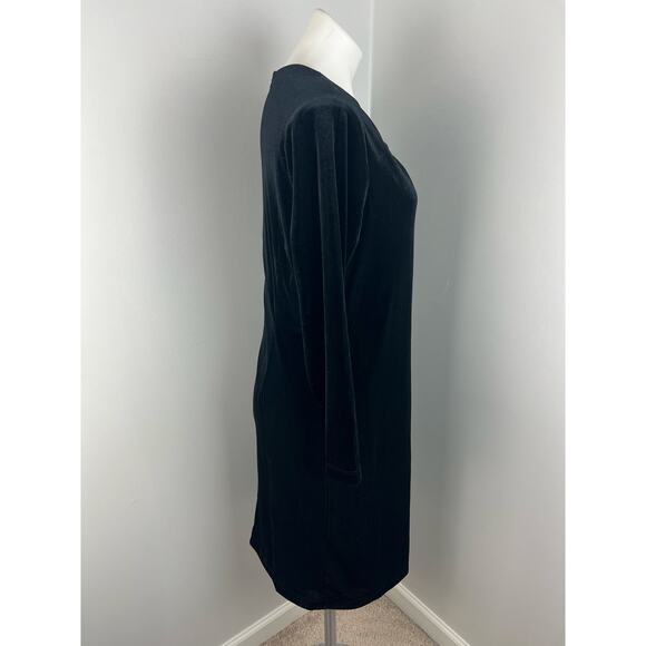 J.McLaughlin Ellie Black Long Sleeved Velour Velvet Bow Dress Large - Picture 3 of 5
